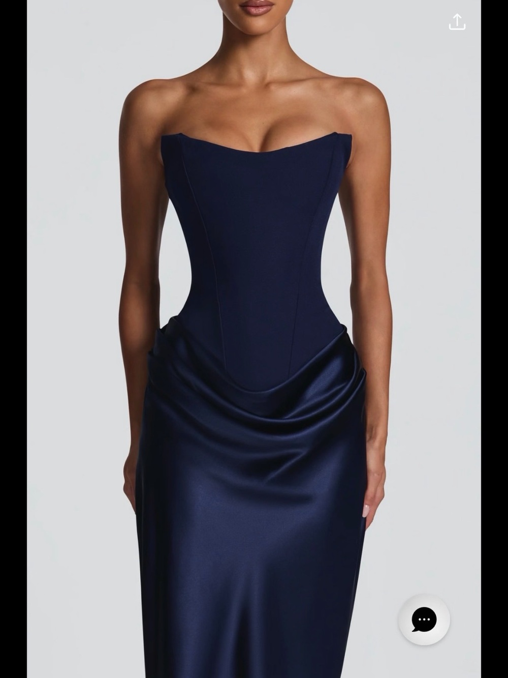 Strapless Midnight Blue Satin Corset Gown